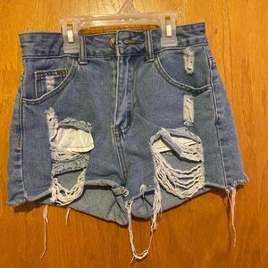 Blue ripped/distressed jean shorts